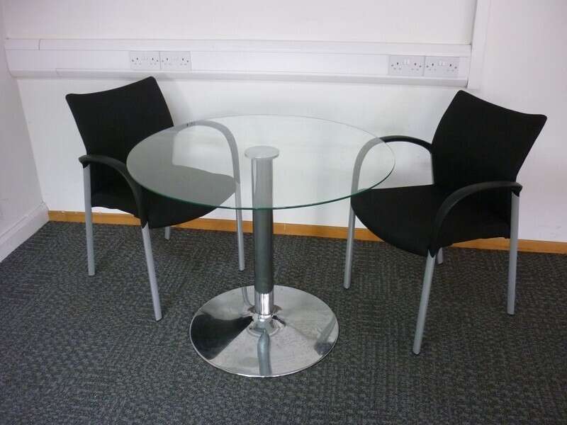 800mm diameter clear glass meeting table