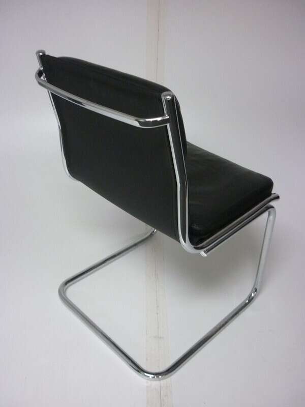 Black leather LUXY cantilever frame meeting chair