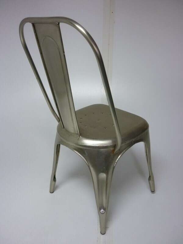 Tolix style bare metal dining chair