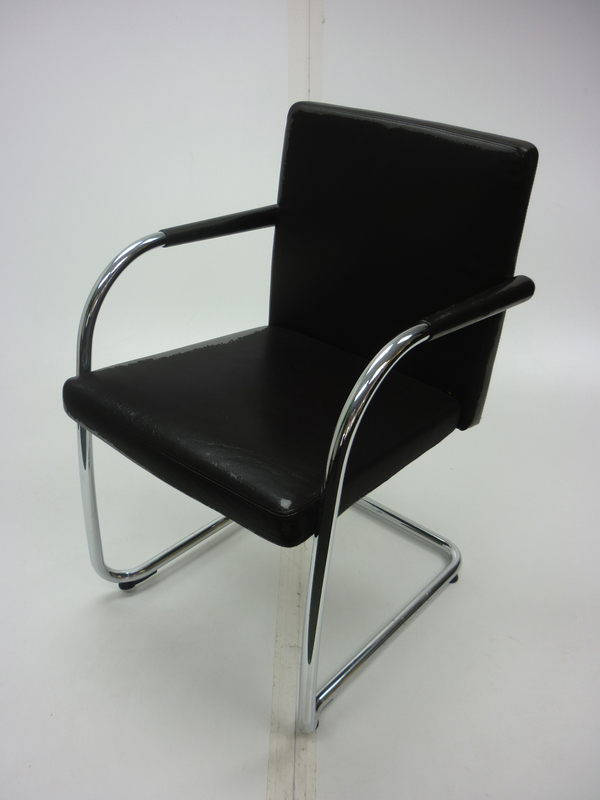 Vitra Visasoft black leather meeting chairs