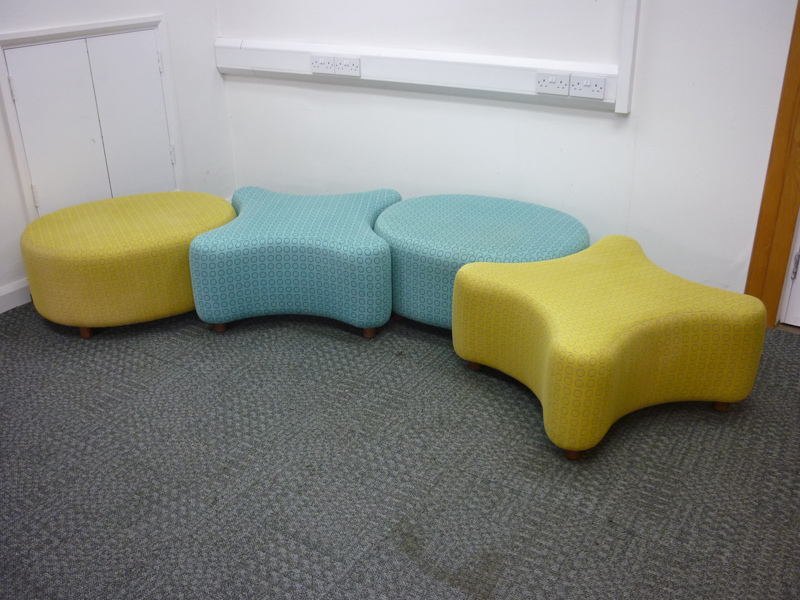 Hitch Mylius blue and yellow OXO seating