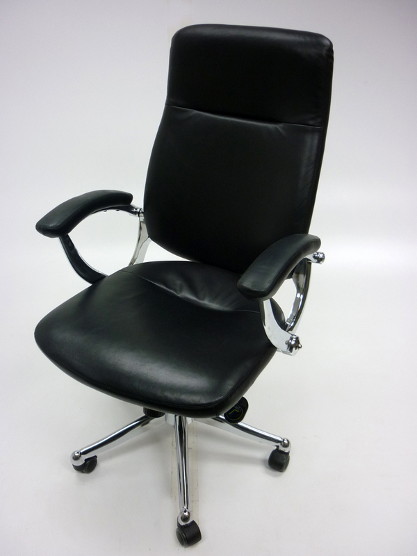 Black leather high back executive chair