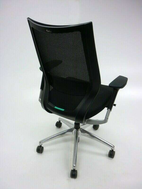 Mobili Fortis black mesh back task chairs with arms