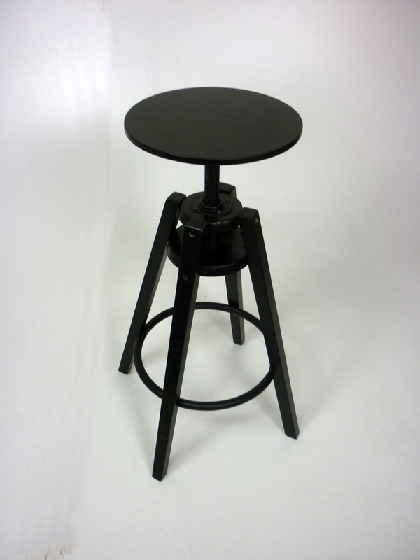 Ikea black wooden spinning stool
