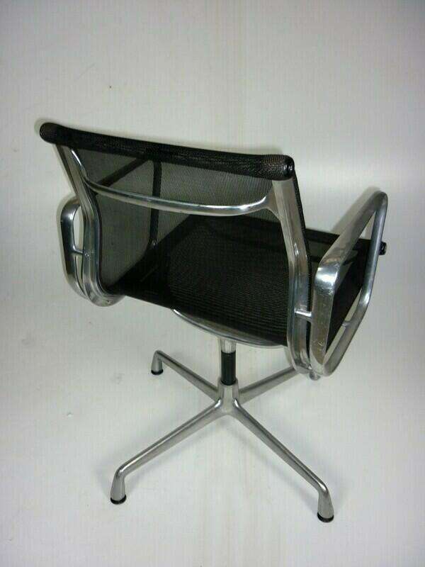 Vitra Aluminium Chairs EA108 black mesh chairs