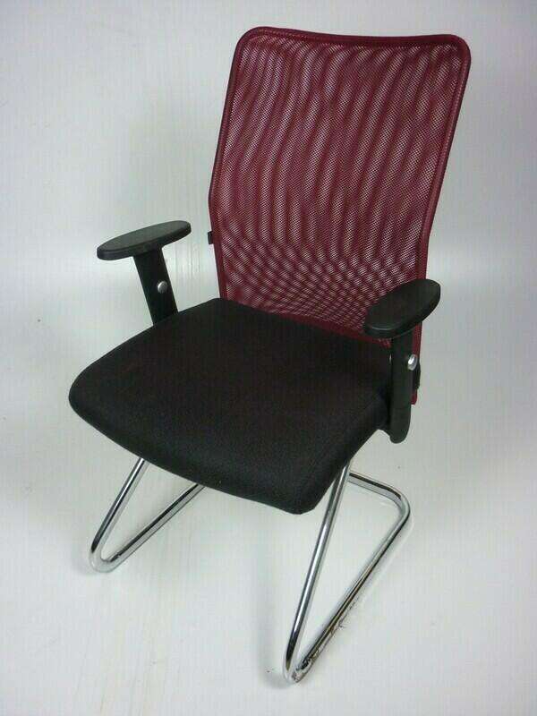 Techo SCIO burgundy/brown mesh back task chairs