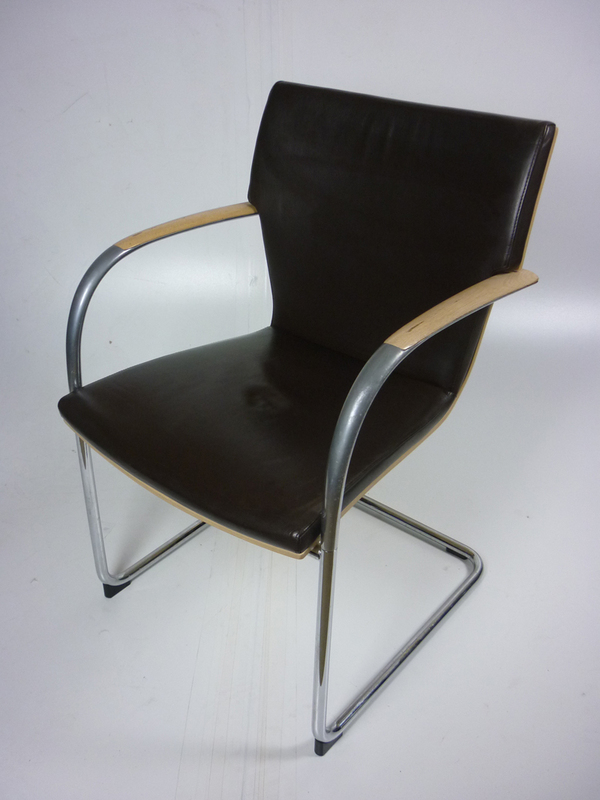 Chocolate brown leather meeting chairs