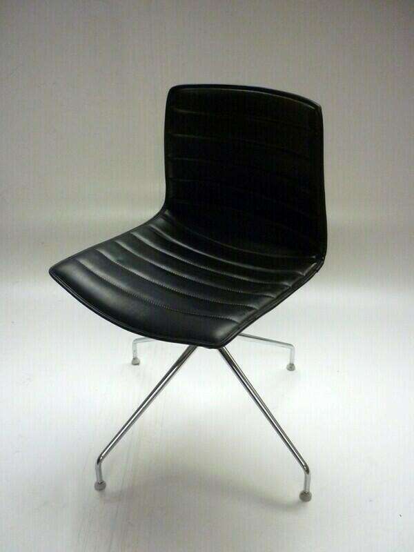 Arper Catifa 46 leather trestle base chairs