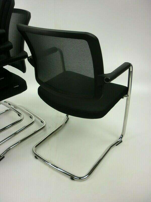 RIM Flexi black mesh cantilever stacking chairs
