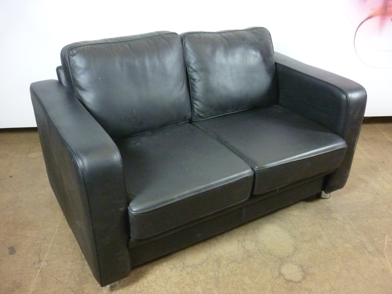 Boss Design Boxer black leather 2 seater sofa