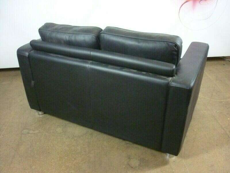 Boss Design Boxer black leather 2 seater sofa