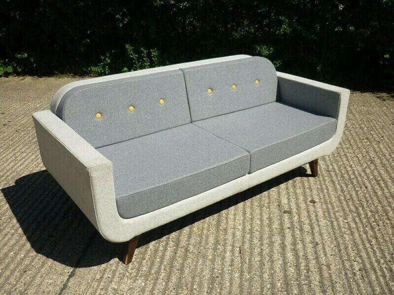Nomique Kola light grey modern sofa and footstool