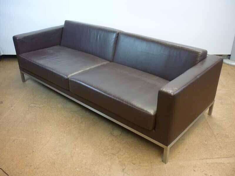 Brown leather 3 seater sofa