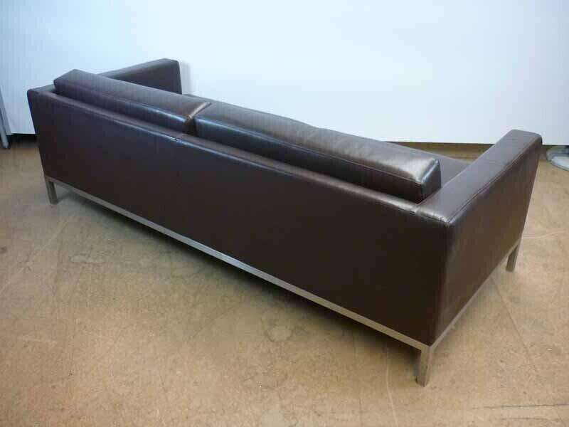 Brown leather 3 seater sofa