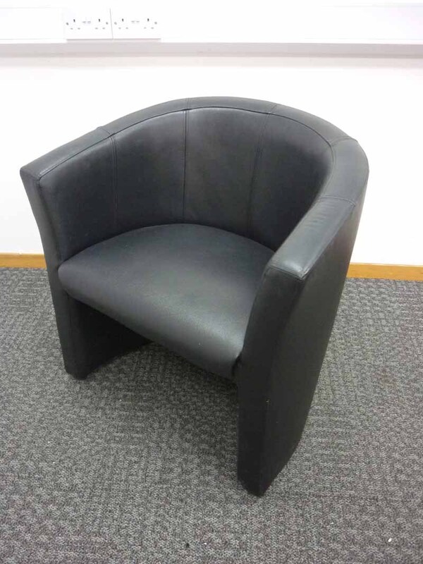Black faux leather tub chairs