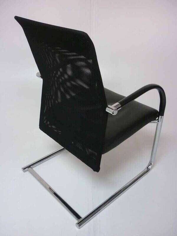 Black leather mesh back meeting chairs