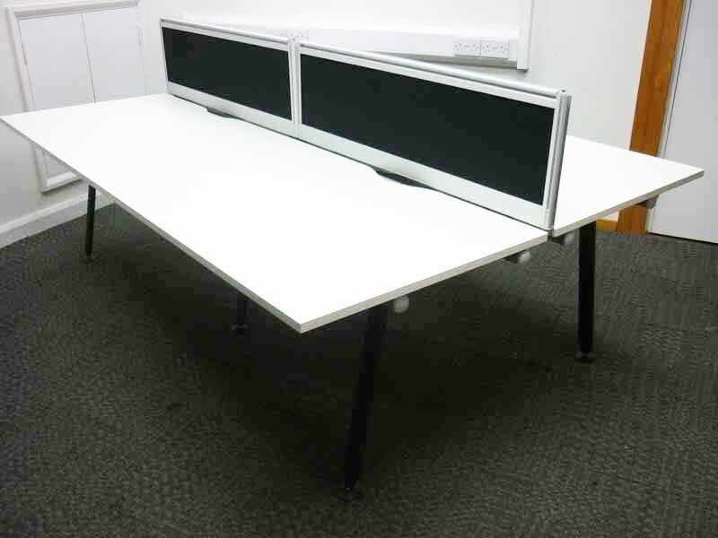 Herman Miller Abak white 1400mm bench and single desks