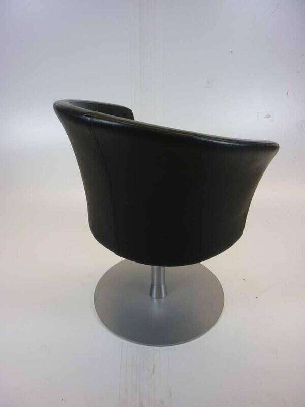 Black leather swivel tub chairs