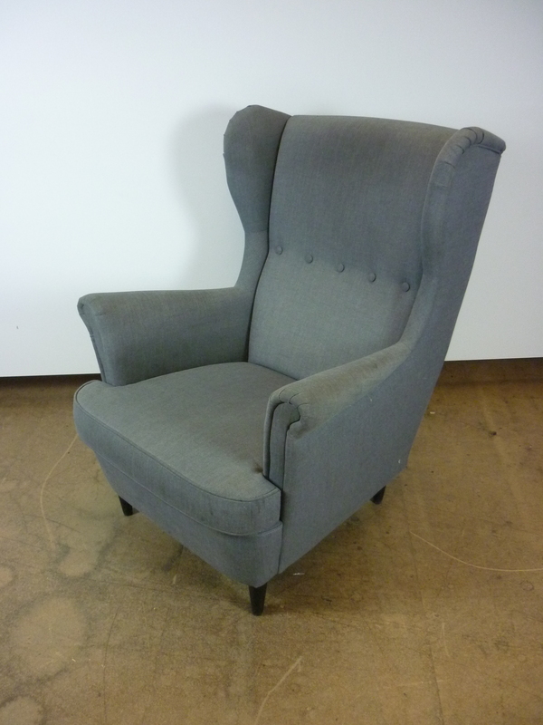 Grey wing back chair