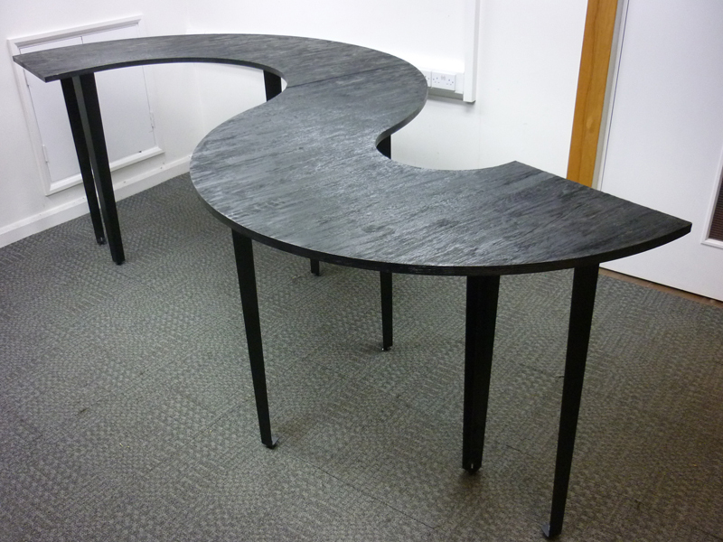 Rustic black Sshape poseur table