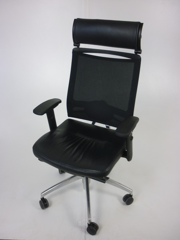 Black leather mesh back Sedus Open Up task chair