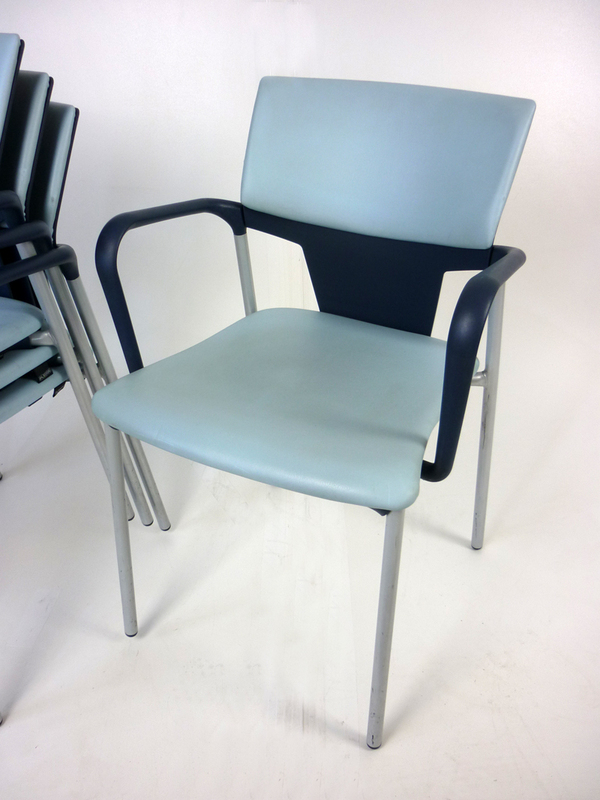 Light blue vinyl Pledge Ikon stacking chairs