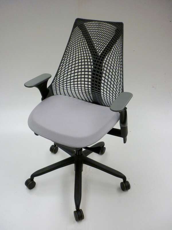 Light grey Herman Miller Sayl chairs