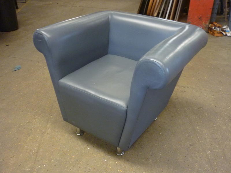 Grey leather armchairs