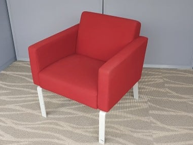 Red contemporary armchairs