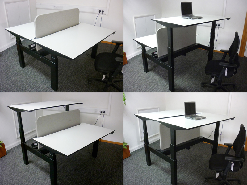 White Techo Lift 1400x800mm pairs of height adjustable desks