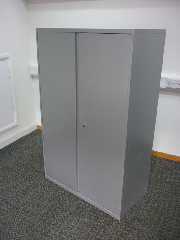 Office Speciality 1440mm high silver double door cupboard