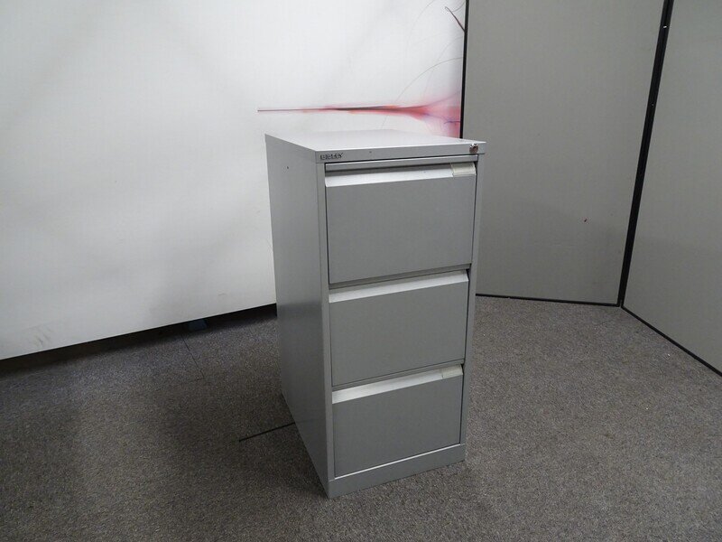 Bisley 3 Drawer Grey Metal Filing Cabinet