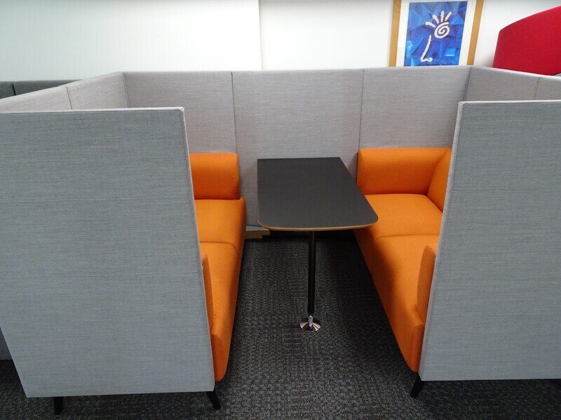 Connection 4 Seater Booth in Orange & Grey