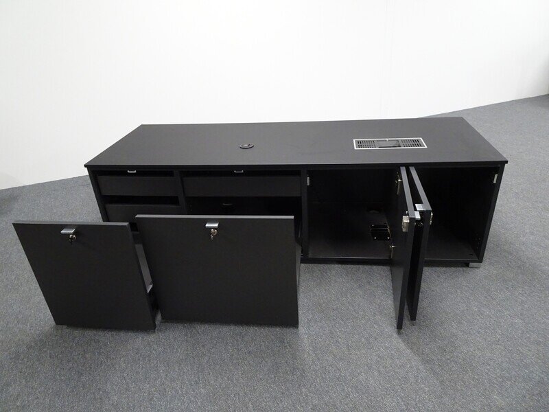 Wooden Server Credenza Cabinet in Black & Graphite