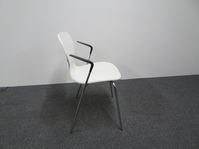Café Style White Wooden Chair with Armrests