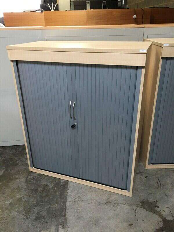 2000mm high maple/silver tambour cupboard