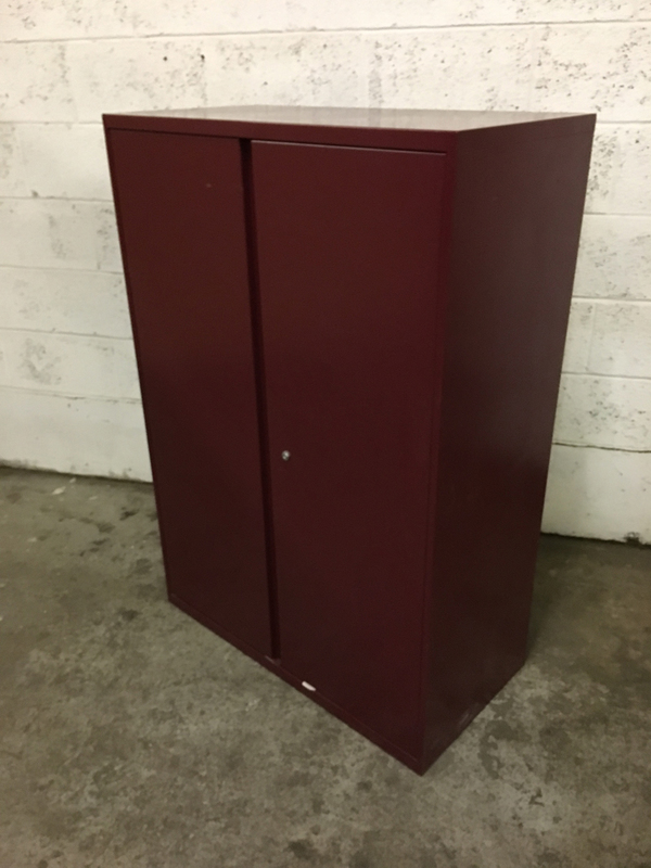 1325mm high burgundy double door metal cupboard