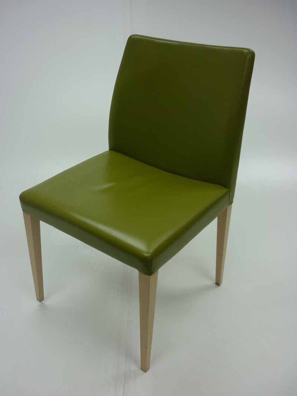Green leather Poltrona Frau Liz chairs