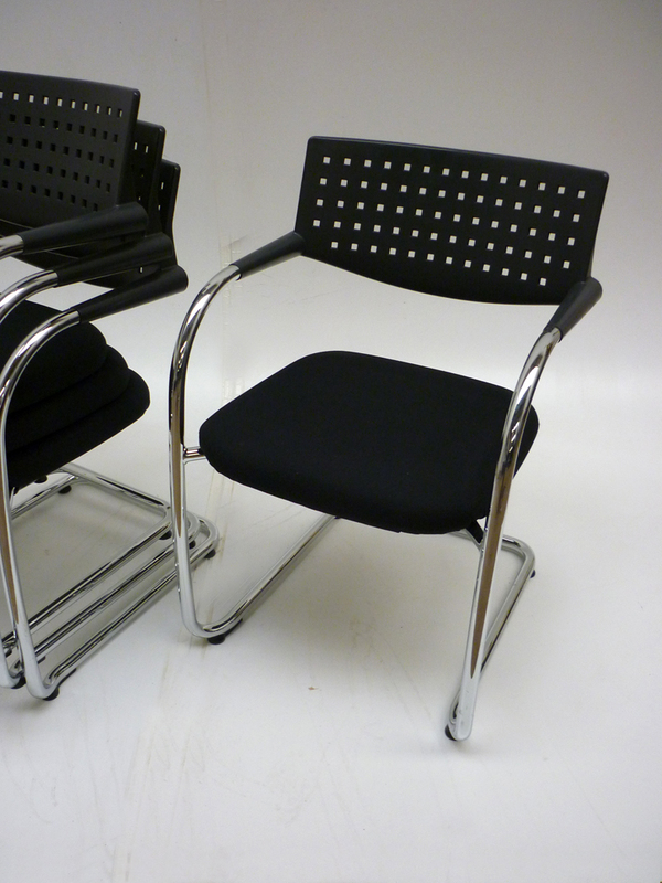 Vitra Visavis black cantilever stacking meeting chairs