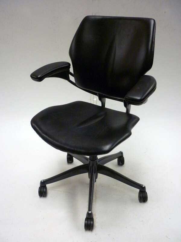 Black leather Humanscale Freedom chair