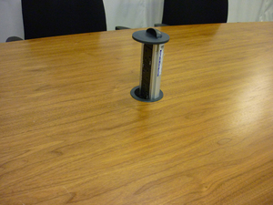 2400 x 1200/900mm barrel shaped walnut boardroom table