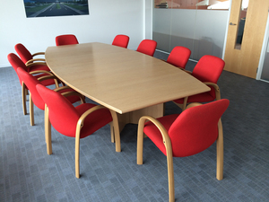 Verco red cajun fabric wooden frame boardroom chairs