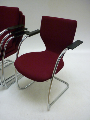 Orangebox X10 burgundy & black stacking meeting chairs 