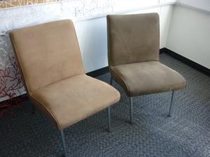 Brown suede single seater chairs (CE)