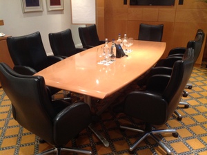 Hands of High Wycombe black leather Orion executive meeting chair (CE)
