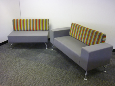 Orangebox Perimeter Grey/stripe 2 seater sofa  (CE)