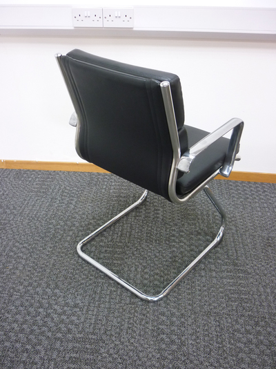 Black leather split back meeting chairs (CE)