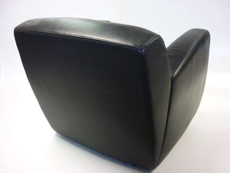 Whitmann black leather reception armchair