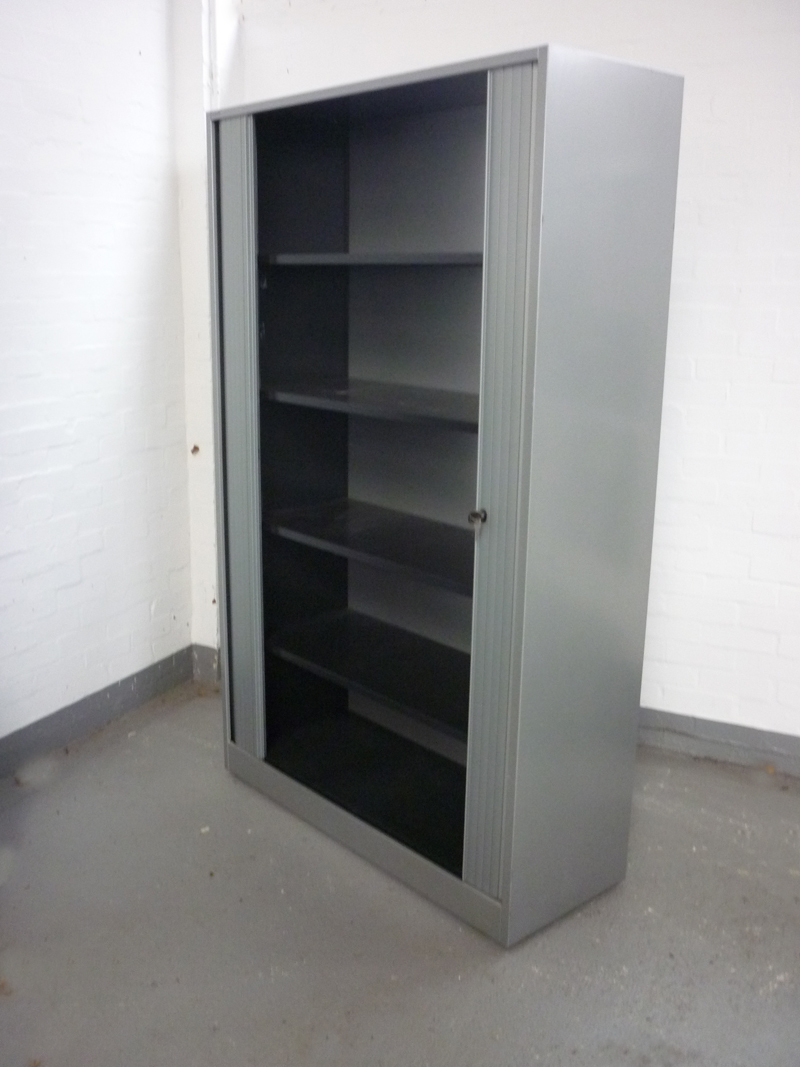 1950mm high silver Arend tambour cupboards (CE)