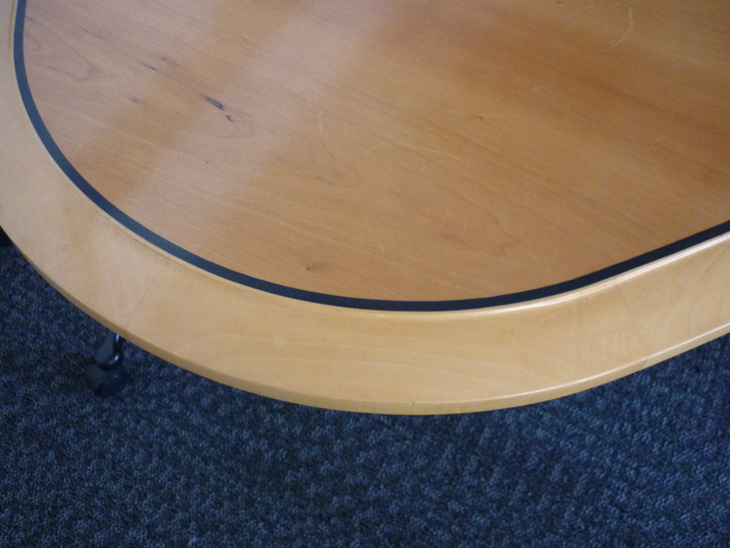 4300 x 1500mm cherry veneer elliptical boardroom table